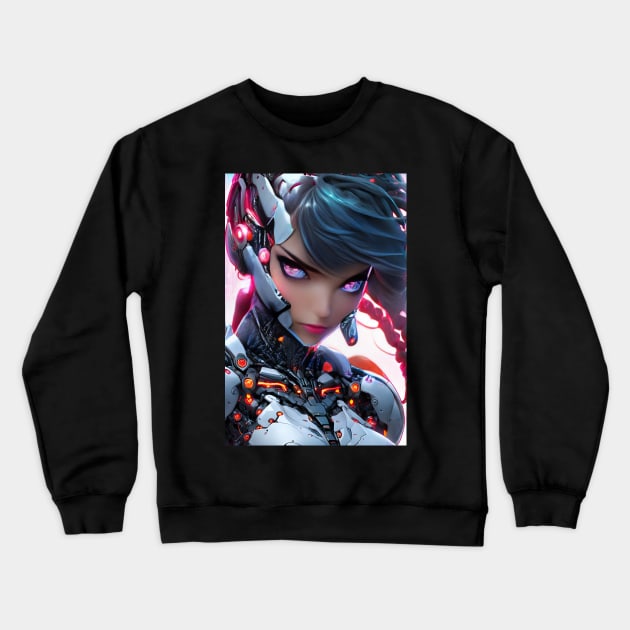 Anime cyborg girl Crewneck Sweatshirt by Spaceboyishere